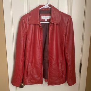 Liz Claiborne GENUINE red leather jacket.
